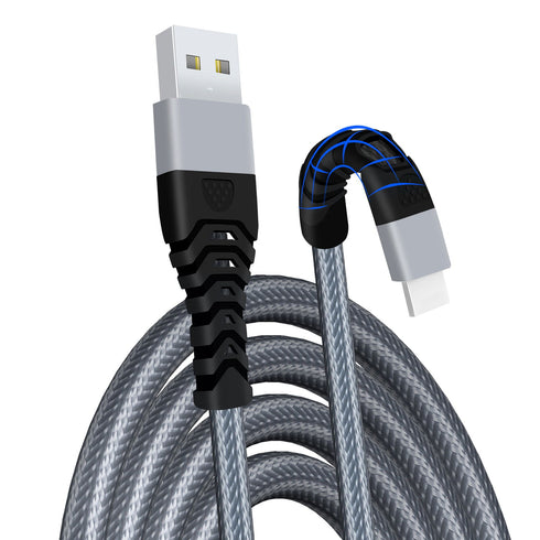 USB Lightning Charging Cable 3M Pack of 3 Braided iPhone Charger Cable Heavy Duty Quick Charger Long Lead - TradeNRG UK